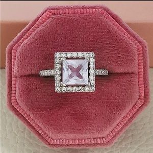 Swarovski Elements 925 Sterling Silver Princess CZ Diamond Solitaire Ring NEW